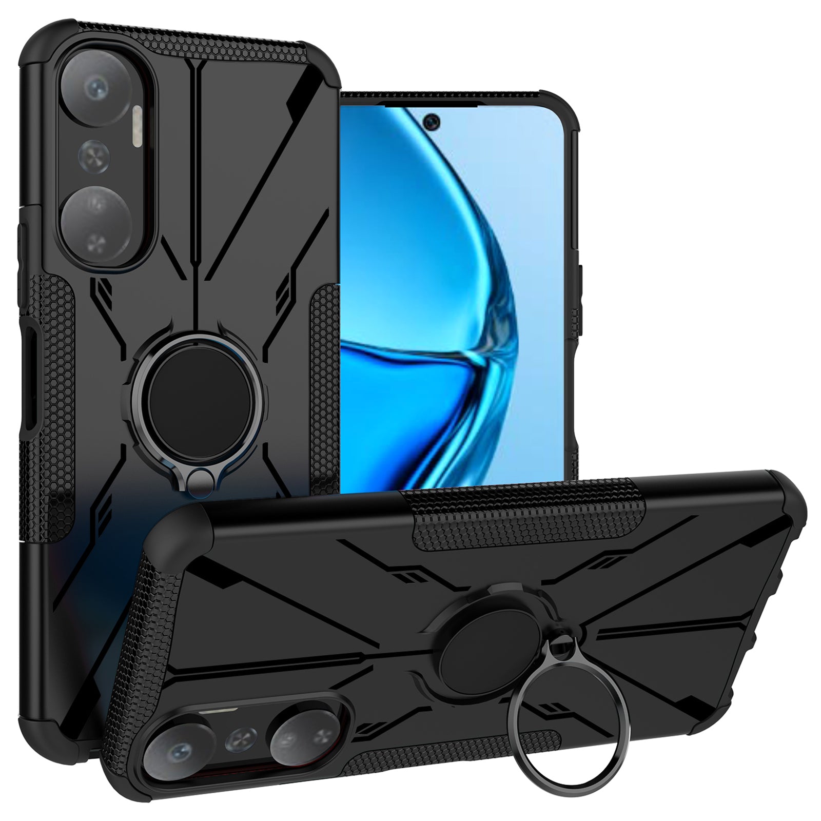 For Infinix Hot 20 4G Ring Holder Kickstand Phone Case Hard PC Soft TPU Shockproof Protective Cover For Infinix Hot 20 4G Ring Holder Kickstand Phone Case Hard PC Soft TPU Shockproof Protective Cover